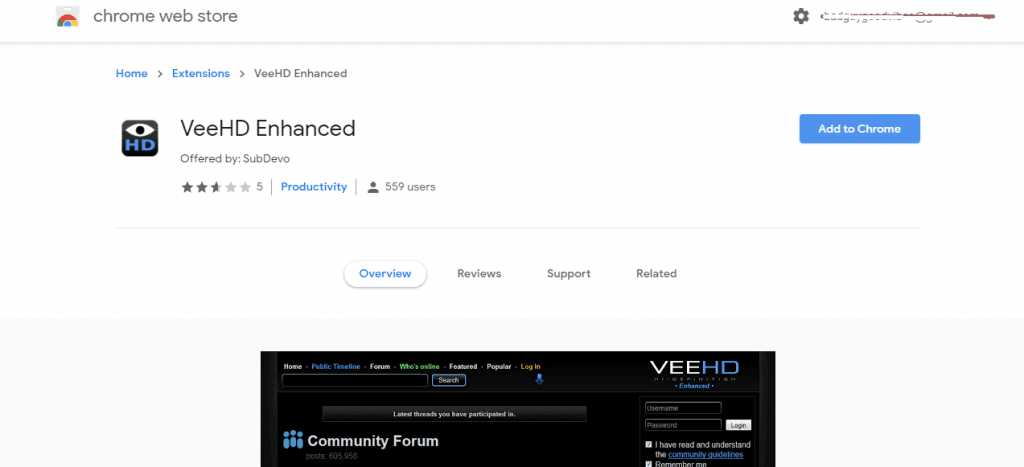 VEEHD Extension ERROR