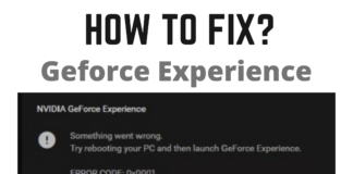 GeForce Experience error code 0x0001
