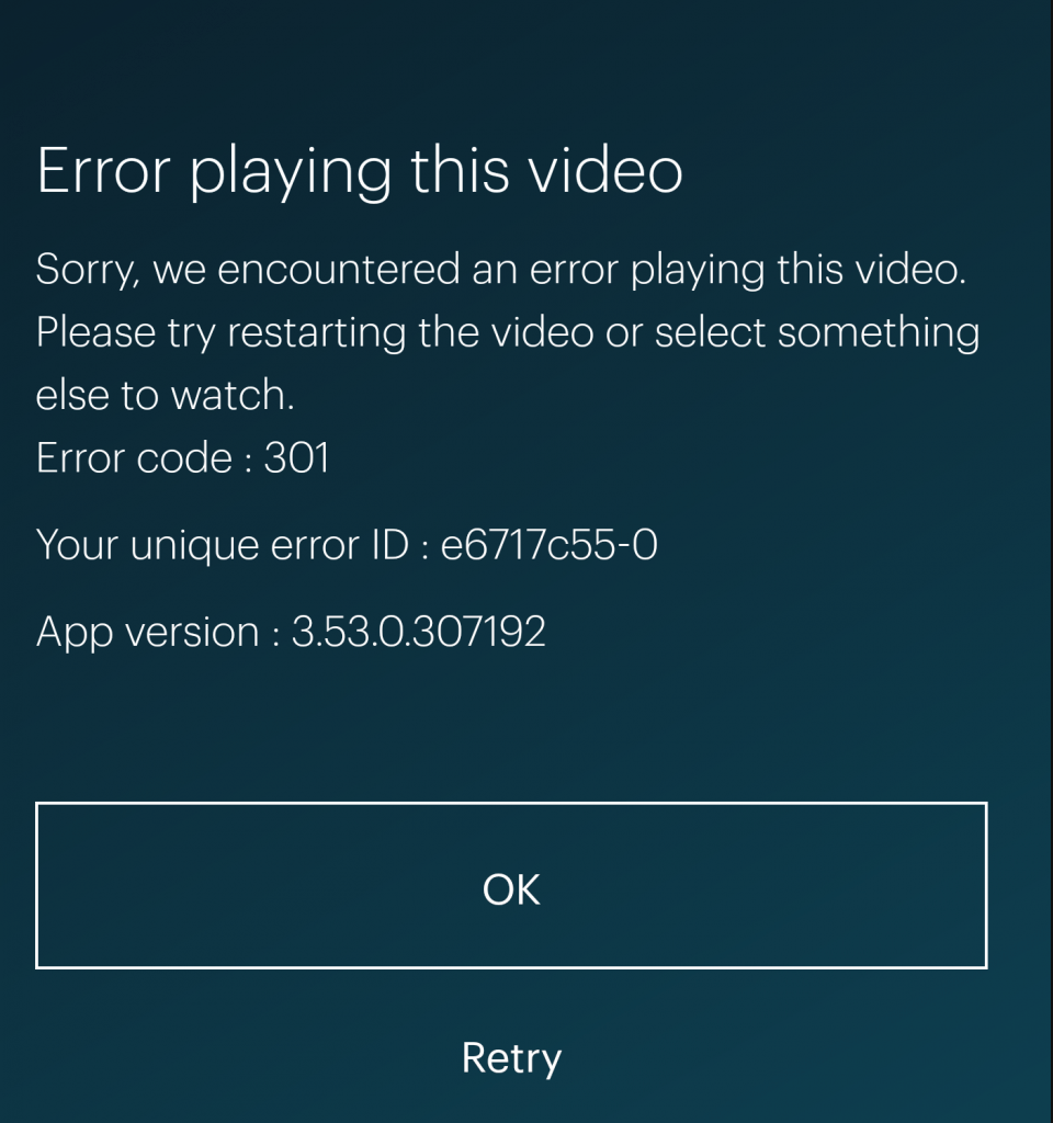ERROR CODE 301 HULU