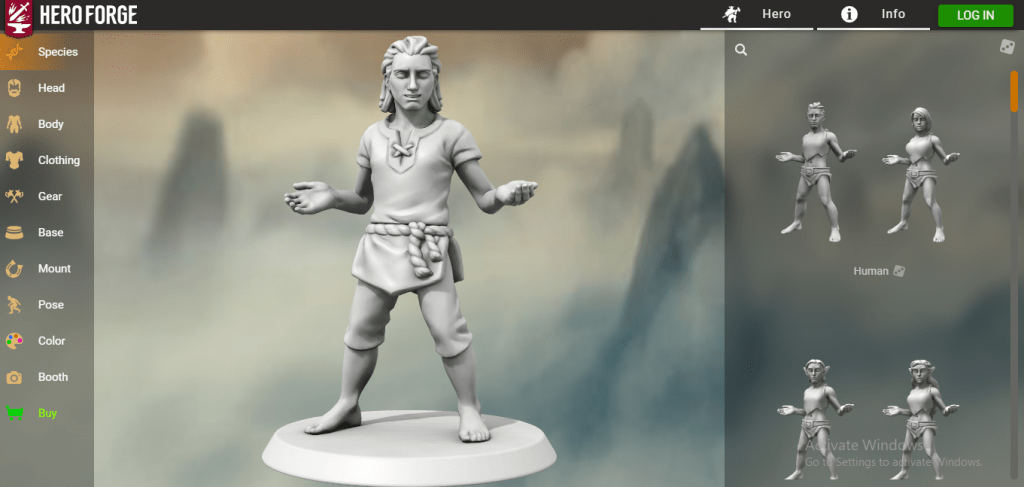 hero forge interface