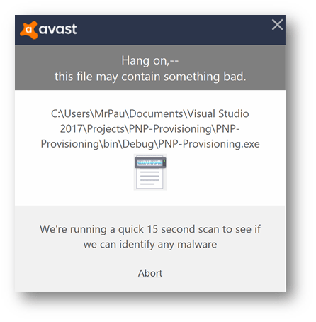 Stop Avast from Scanning Visual Studio