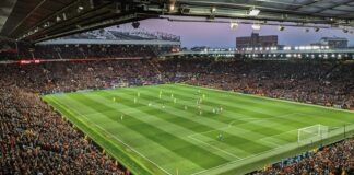 aerial photography of a football stadium filled with people