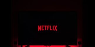 flat screen television displaying Netflix logo
