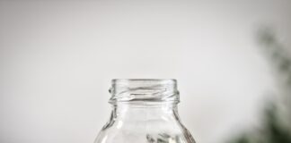 clear glass bottle