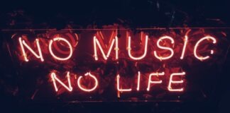red no music no life signage