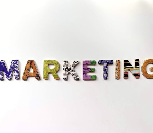 multicolored marketing freestanding letter