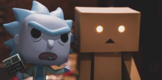 brown and blue robot toy