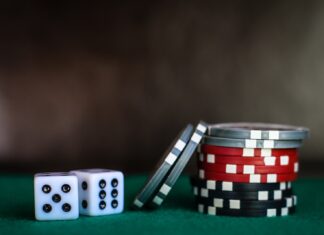 two white dice cubes