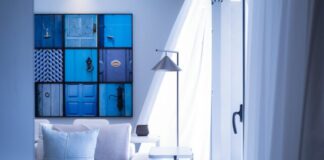 silver and white table floor lamp