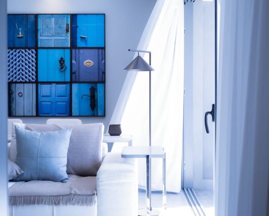 silver and white table floor lamp