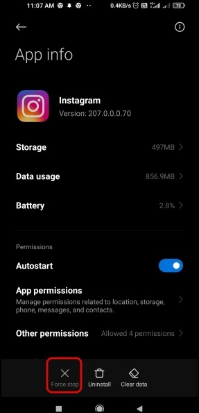 Force Stop the App