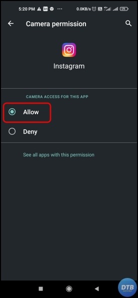 Camera and Microphone Permission Instagram