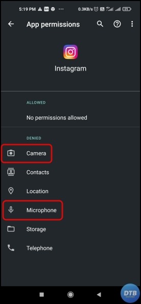 Camera and Microphone Permission Instagram