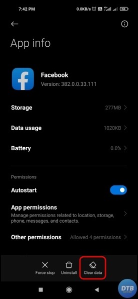 Clear Cache Data of Facebook