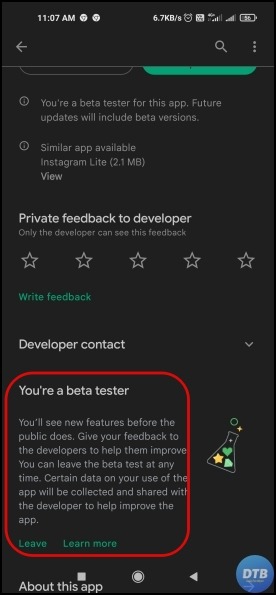 Leave Instagram Beta Program