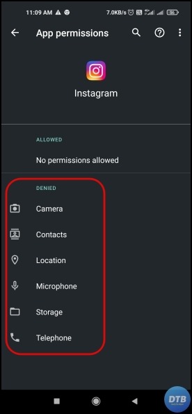 Give Necessary Permissions to Instagram to to Fix Instagram Keeps Stopping or Crashing