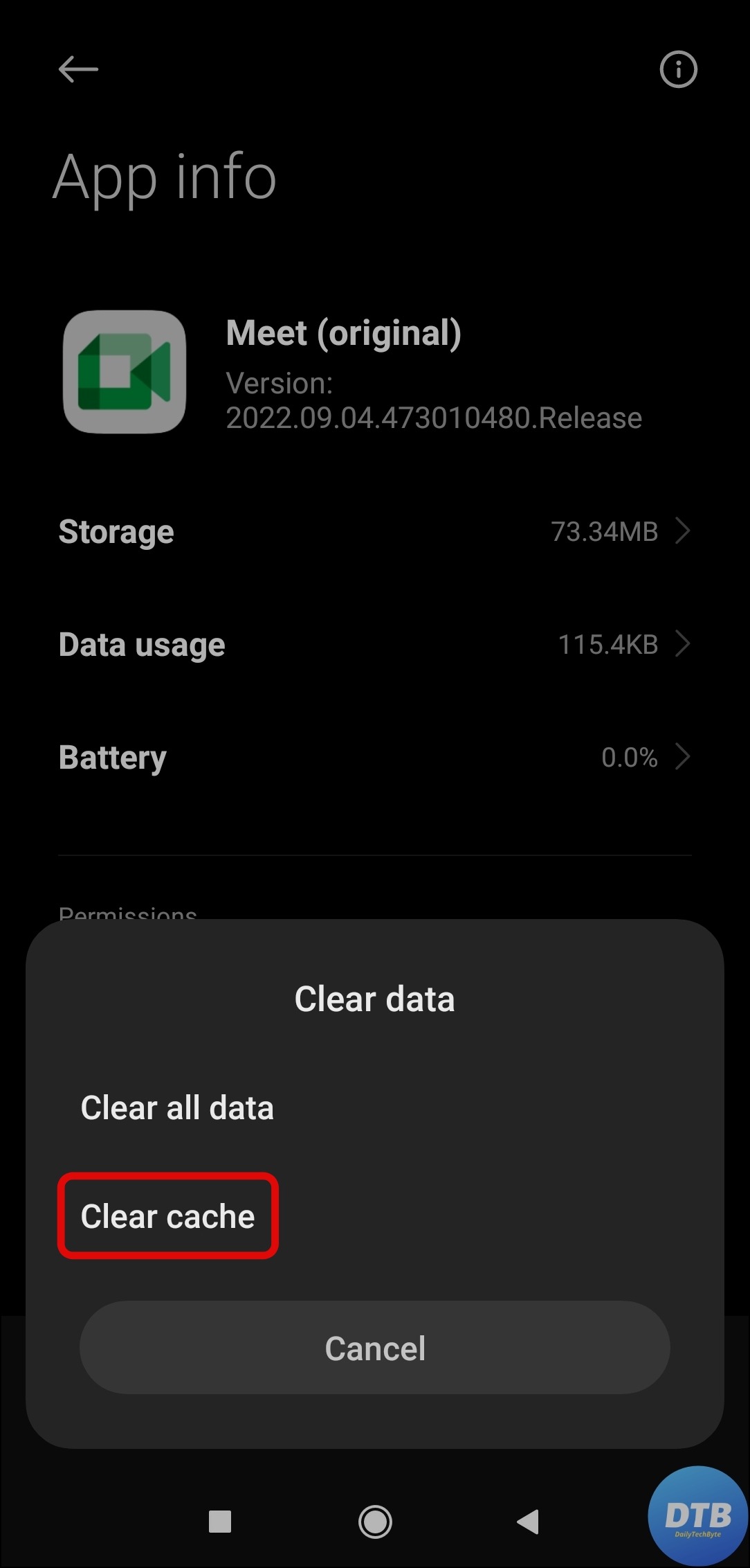 Clear Google Meet Cache