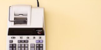 white Canon cash register