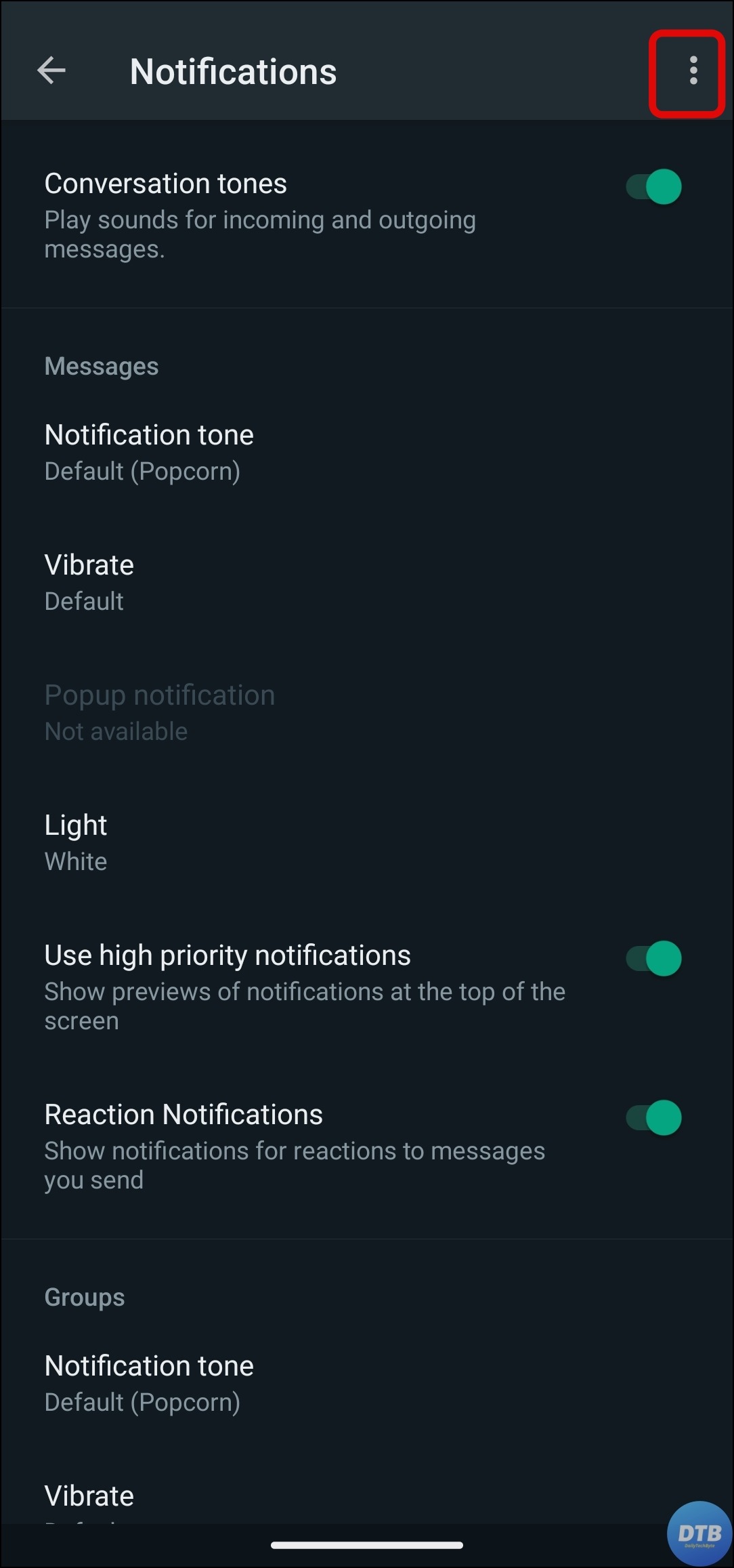 Reset Notification Settings on WhatsApp