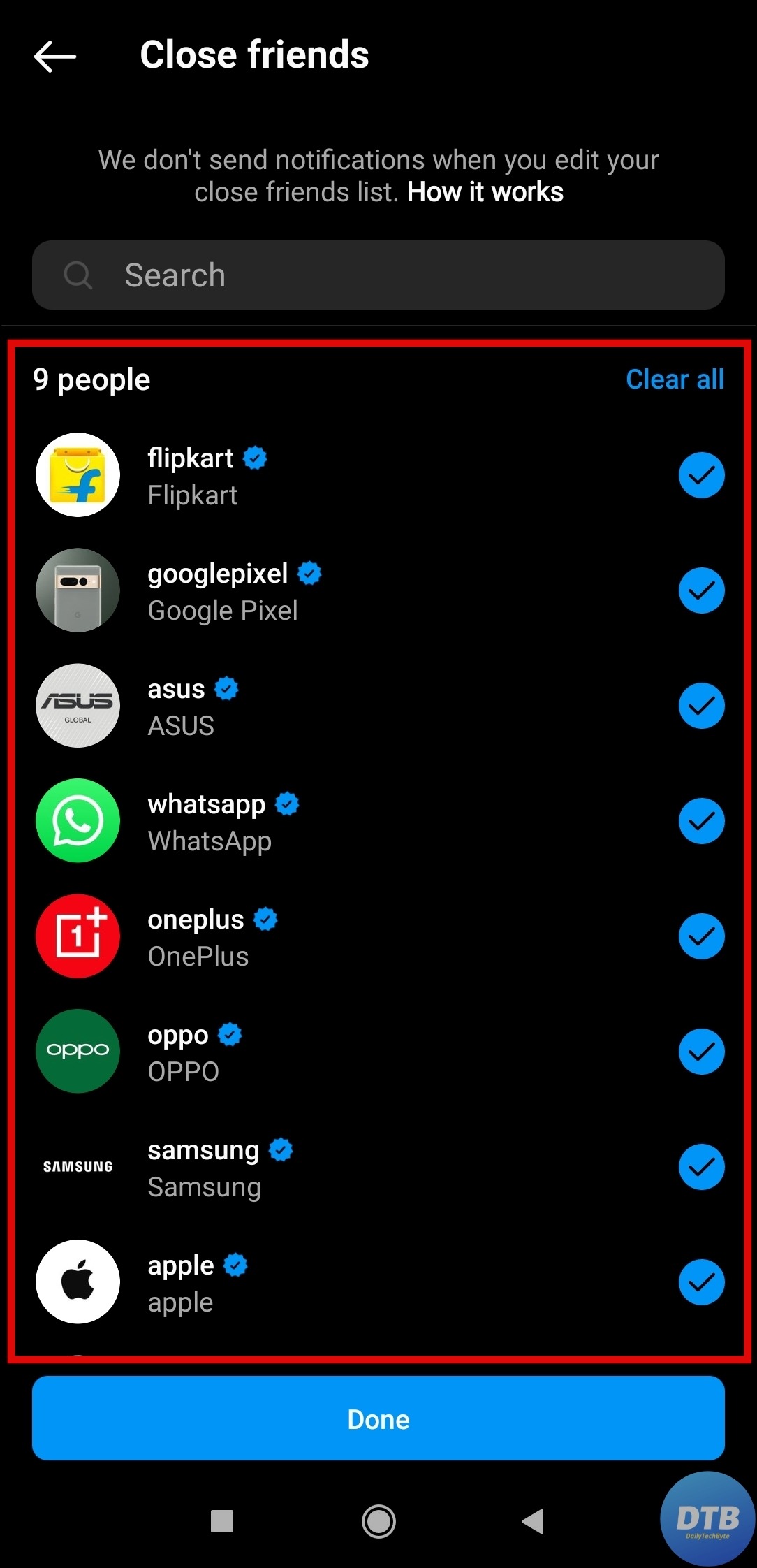 View Close Friends List
