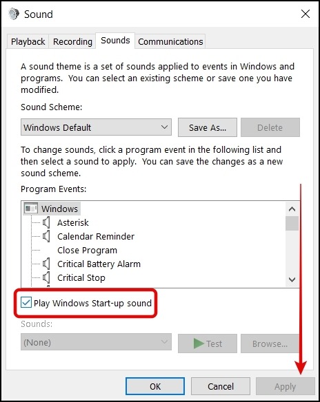 Turn OFF System Startup Sound