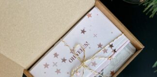 white and blue floral box