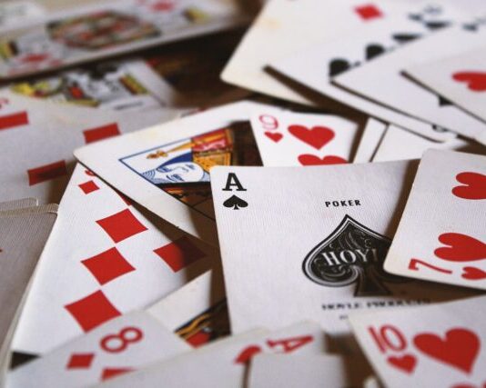 scattered playing cards