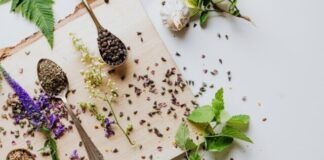Herbs and Spices on Brown Wooden Chopping Board