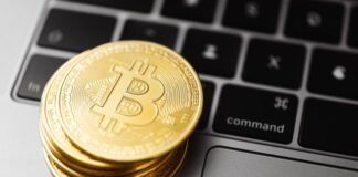 Stacks Gold Round Coins on Laptop