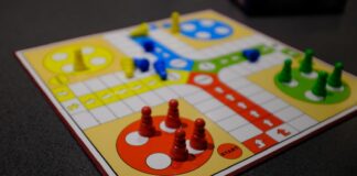 white red yellow and blue game board
