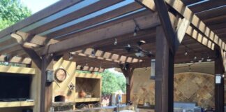 patio cover, outdoor kitchen, tile