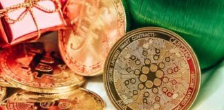 a close up of a pile of coins