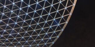 a very large building with a lot of lights on it