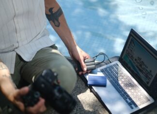 a man using a laptop