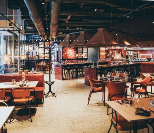 rectangular beige wooden tables and chair