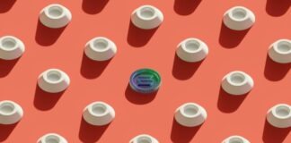 a red background with many white circles