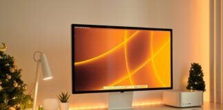 a computer monitor sitting on top of a desk