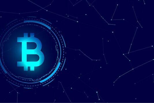 Free vector bitcoin blockchain digital coin crypto currency concept background