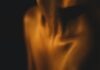 a blurry photo of a person's torso