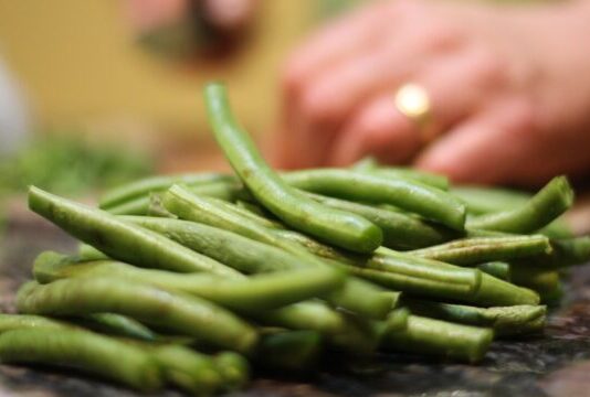 sliced green vegetables