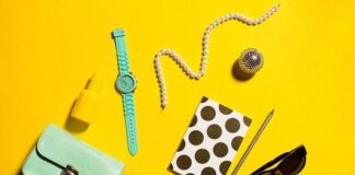 Free photo fashion objects on yellow