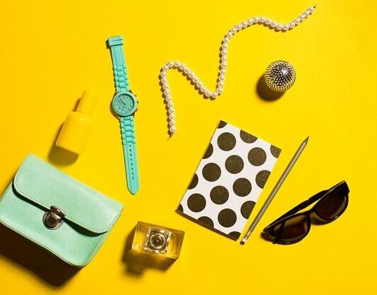 Free photo fashion objects on yellow