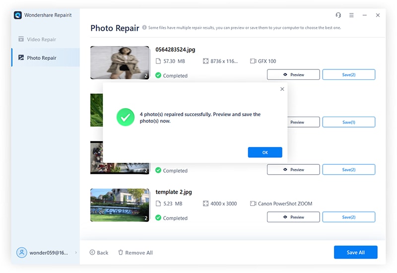 save the repaired files