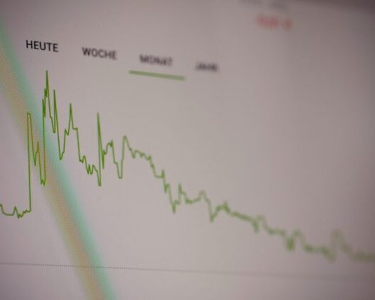 white paper with green line