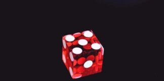 6-sided die displaying 5