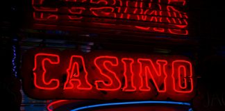 red Casino neon sign turned on