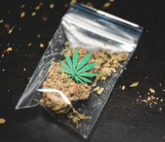 ground cannabis on clear plastic bag