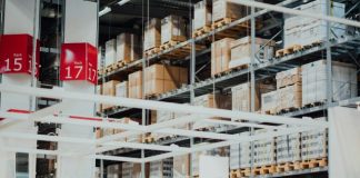 gray metal multi-layer rack inside building