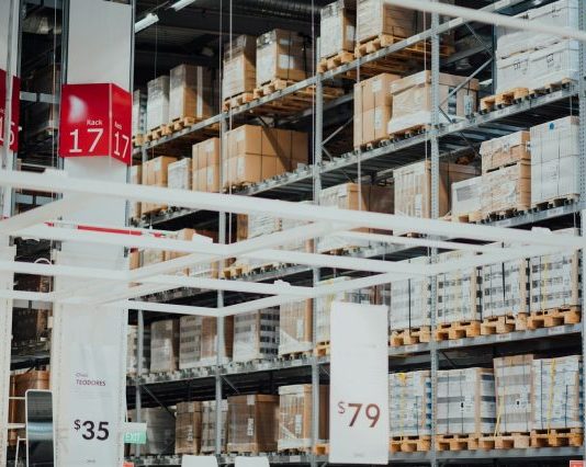 gray metal multi-layer rack inside building