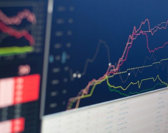 close-up photo of monitor displaying graph